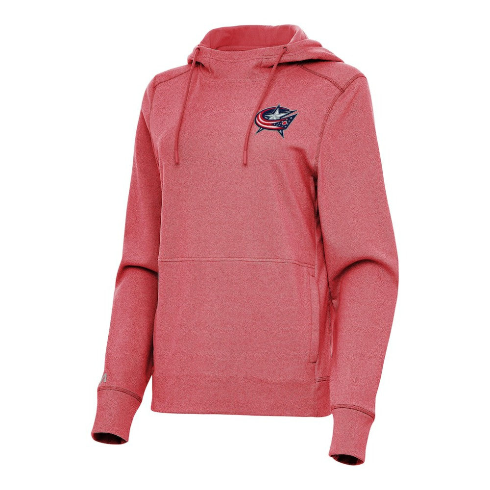 Columbus Blue Jackets Antigua Women's Justice Pullover Hoodie - Heather Red Hoodies
