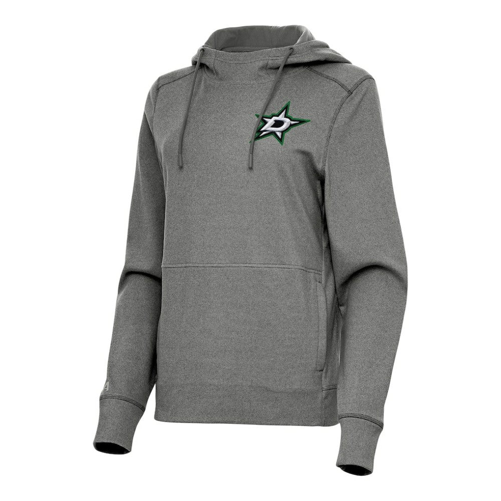 Dallas Stars Antigua Women's Justice Pullover Hoodie - Heather Black Hoodies