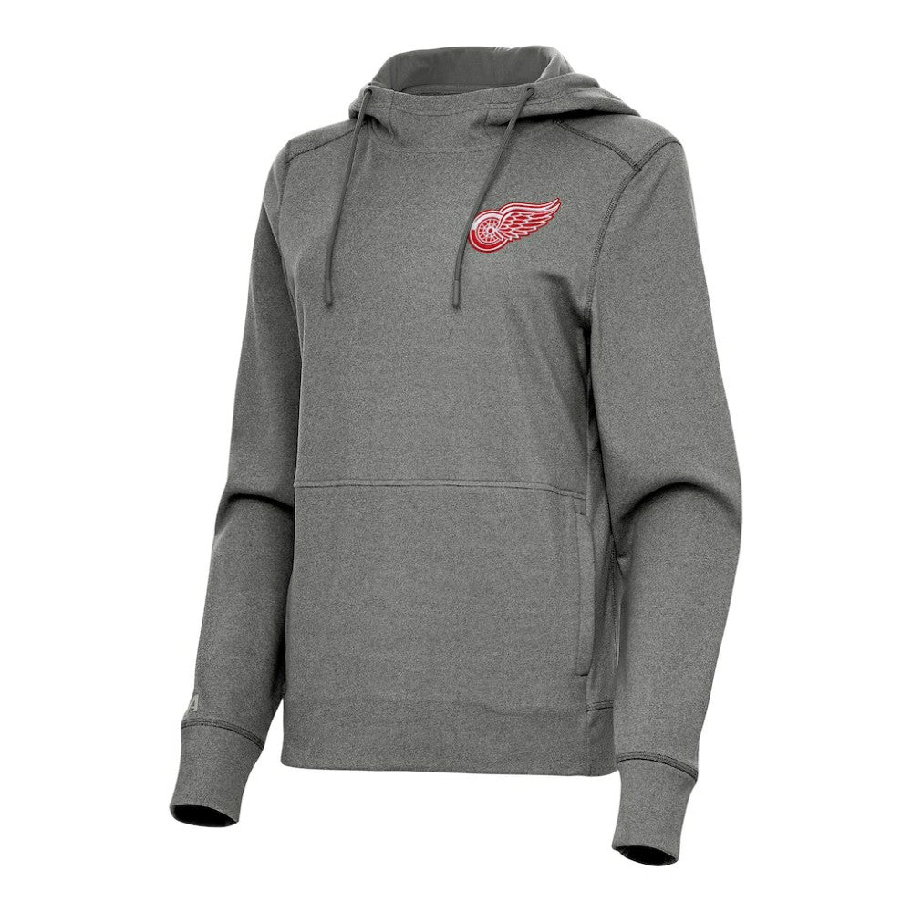 Detroit Red Wings Antigua Women's Justice Pullover Hoodie - Heather Black Hoodies