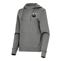 Edmonton Oilers Antigua Women's Justice Pullover Hoodie - Heather Black Hoodies