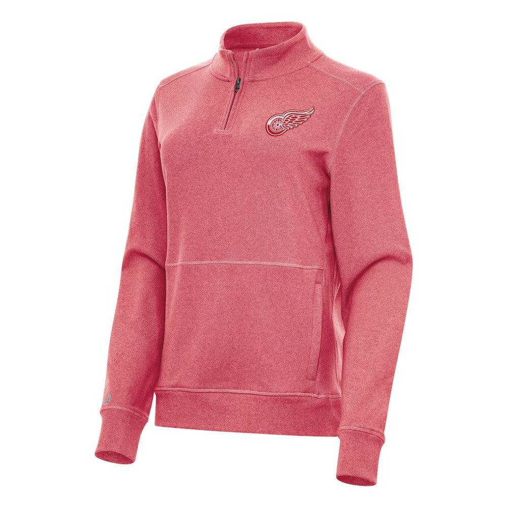 Detroit Red Wings Antigua Women's Crush Quarter-Zip Fleece Sweatshirt - Heather Red Sweatshirts