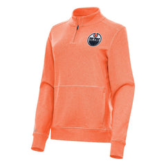 Edmonton Oilers Antigua Women's Crush Quarter-Zip Fleece Sweatshirt - Heather Orange Sweatshirts