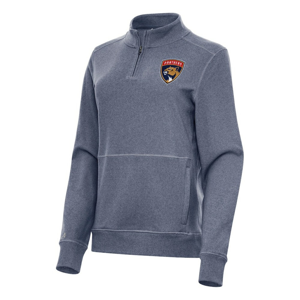 Florida Panthers Antigua Women's Crush Quarter-Zip Fleece Sweatshirt - Heather Navy Sweatshirts