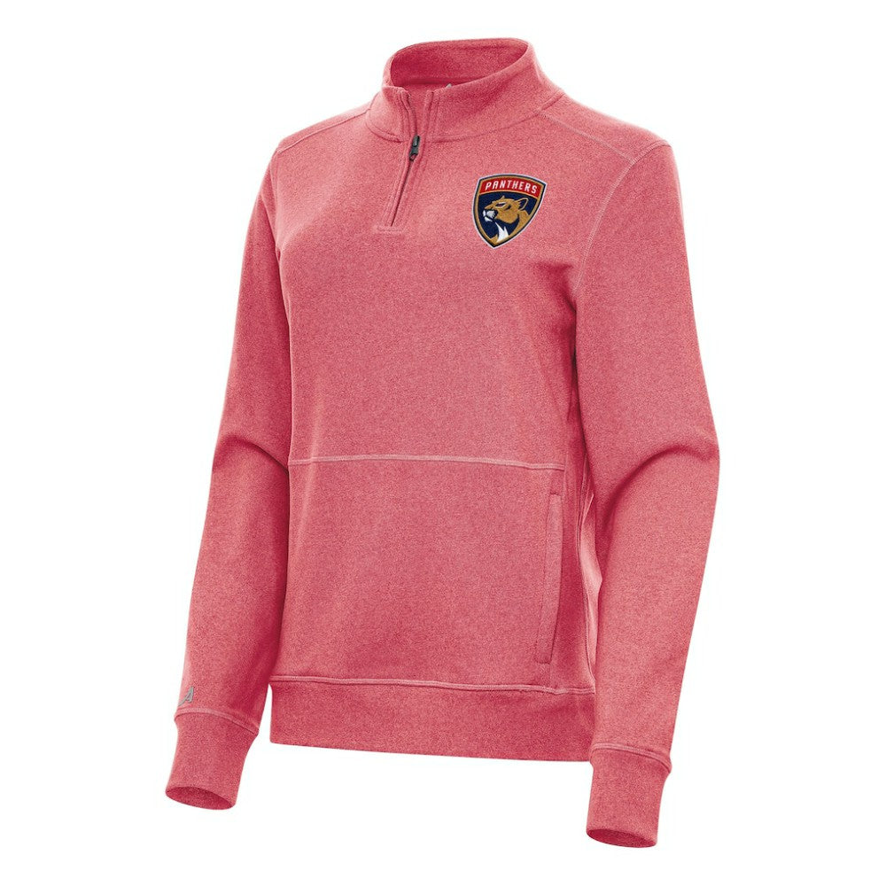 Florida Panthers Antigua Women's Crush Quarter-Zip Fleece Sweatshirt - Heather Red Sweatshirts