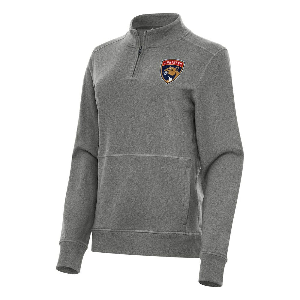 Florida Panthers Antigua Women's Crush Quarter-Zip Fleece Sweatshirt - Heather Black Sweatshirts