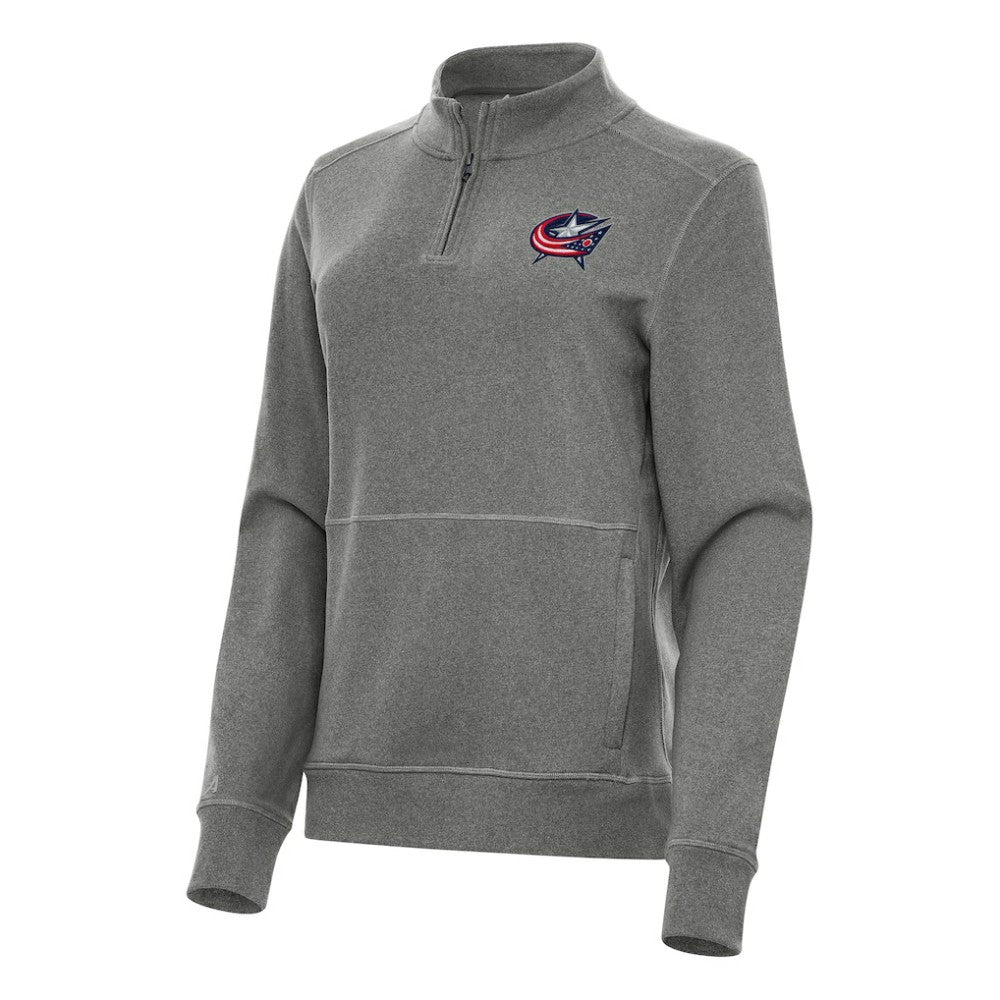 Columbus Blue Jackets Antigua Women's Crush Quarter-Zip Fleece Sweatshirt - Heather Black Sweatshirts