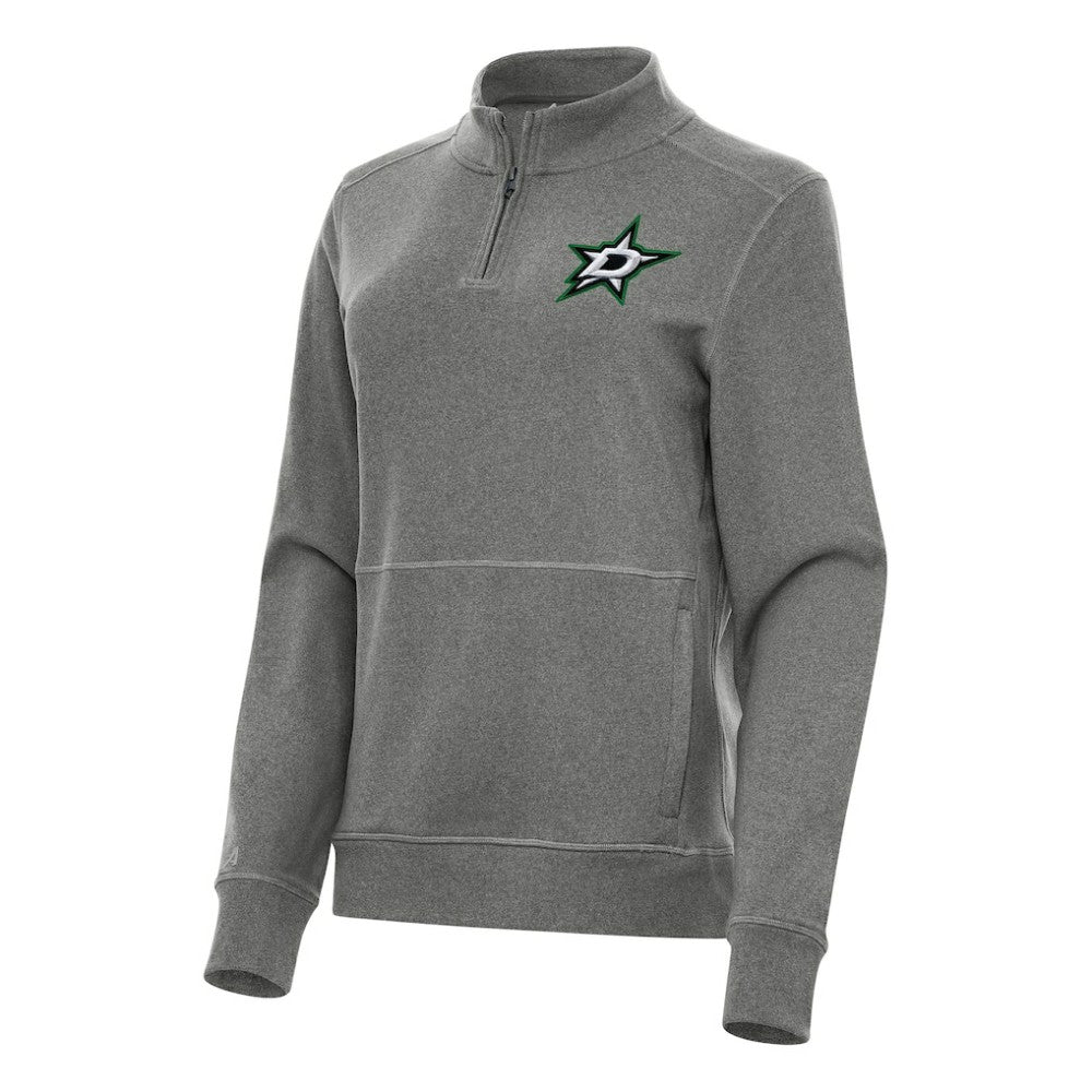 Dallas Stars Antigua Women's Crush Quarter-Zip Fleece Sweatshirt - Heather Black Sweatshirts