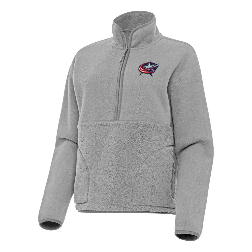 Columbus Blue Jackets Antigua Women's Figure Half-Zip Pullover Sweatshirt - Gray Sweatshirts