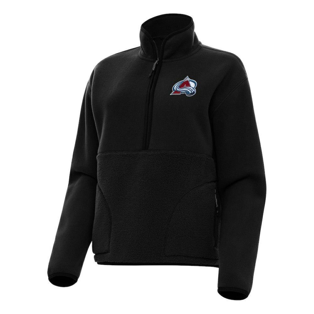 Colorado Avalanche Antigua Women's Figure Half-Zip Pullover Sweatshirt - Black Sweatshirts