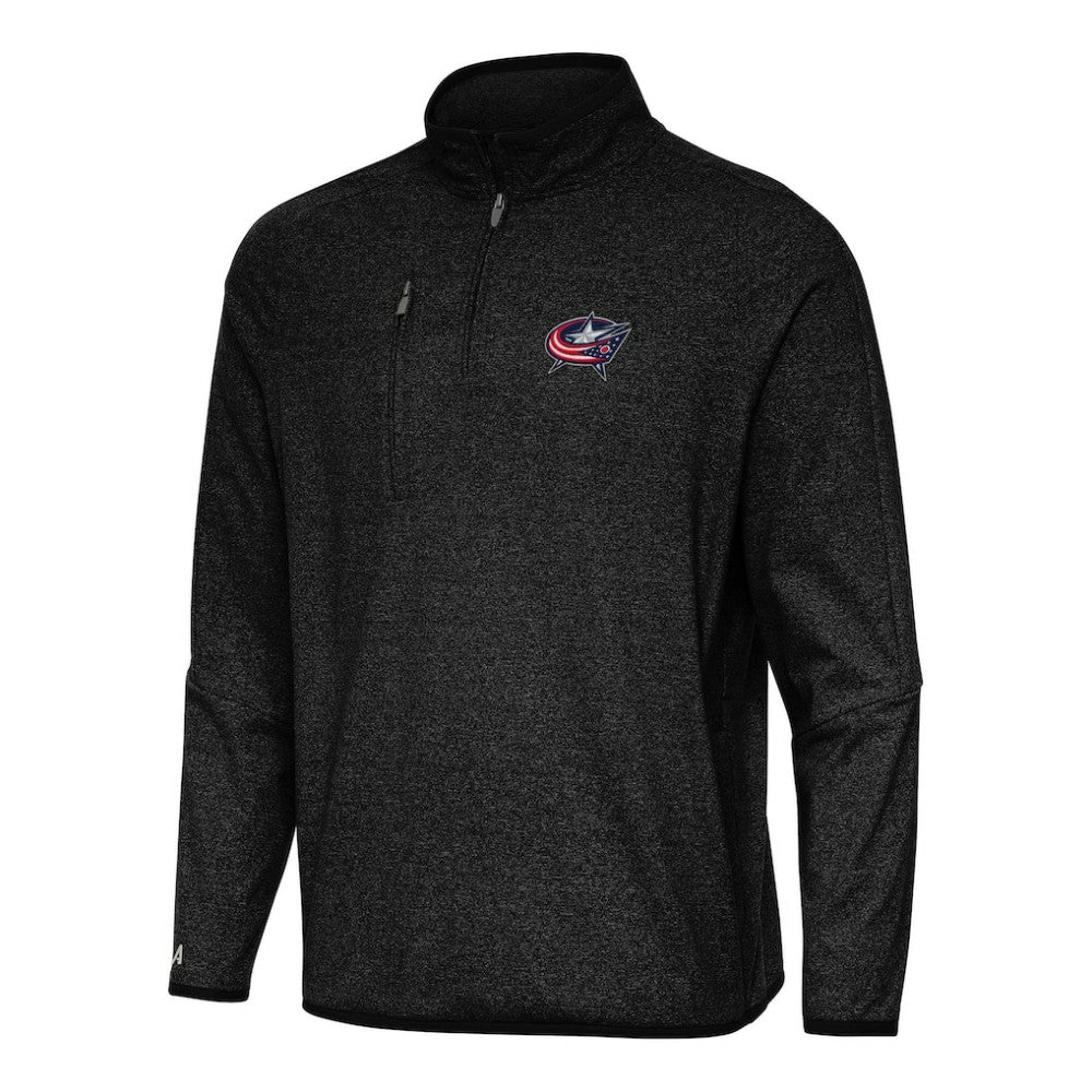Columbus Blue Jackets Antigua Certain Quarter-Zip Tri-Blend Sweatshirt - Heather Black Sweatshirts