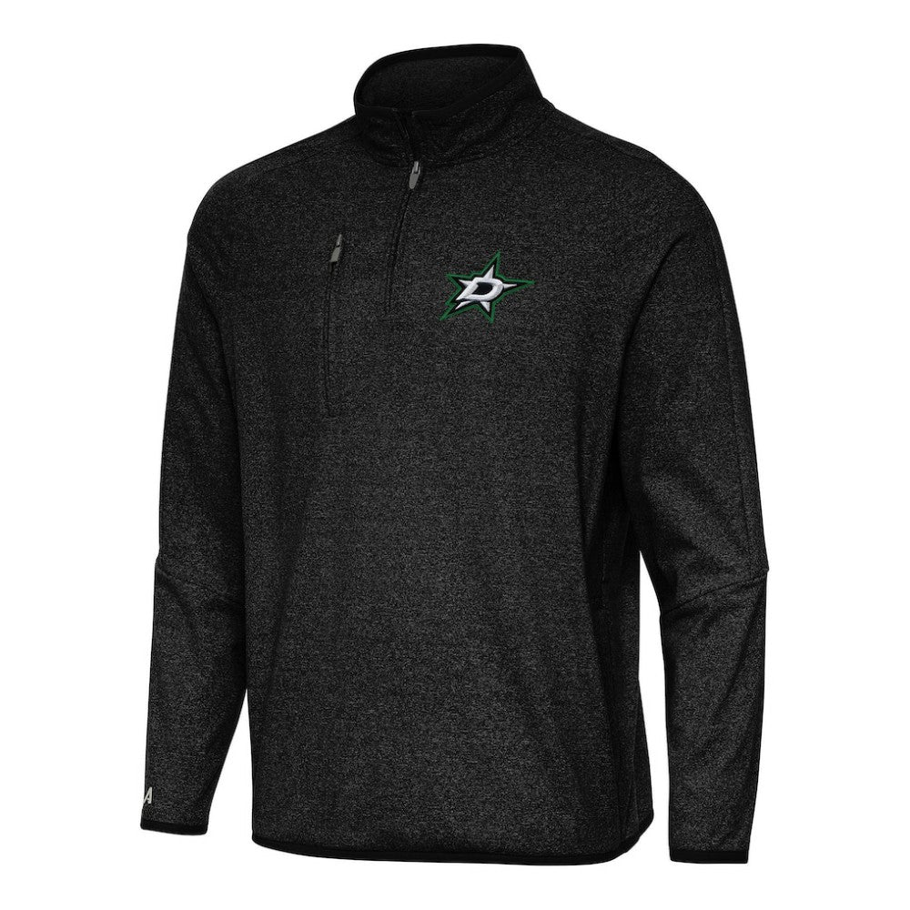 Dallas Stars Antigua Certain Quarter-Zip Tri-Blend Sweatshirt - Heather Black Sweatshirts
