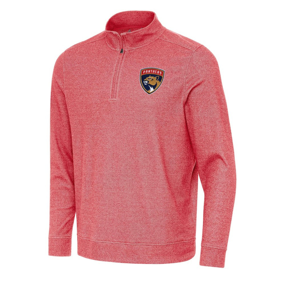 Florida Panthers Antigua Subtle Quarter-Zip Sweatshirt - Heather Red Sweatshirts