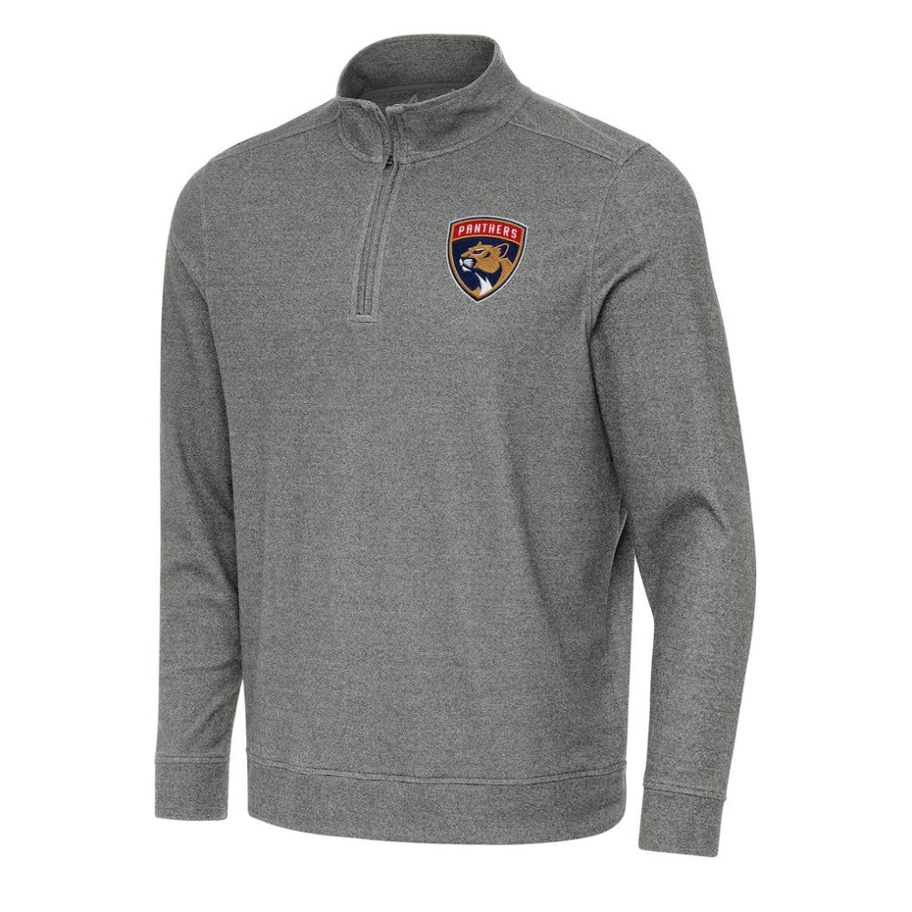 Florida Panthers Antigua Subtle Quarter-Zip Sweatshirt - Heather Black Sweatshirts