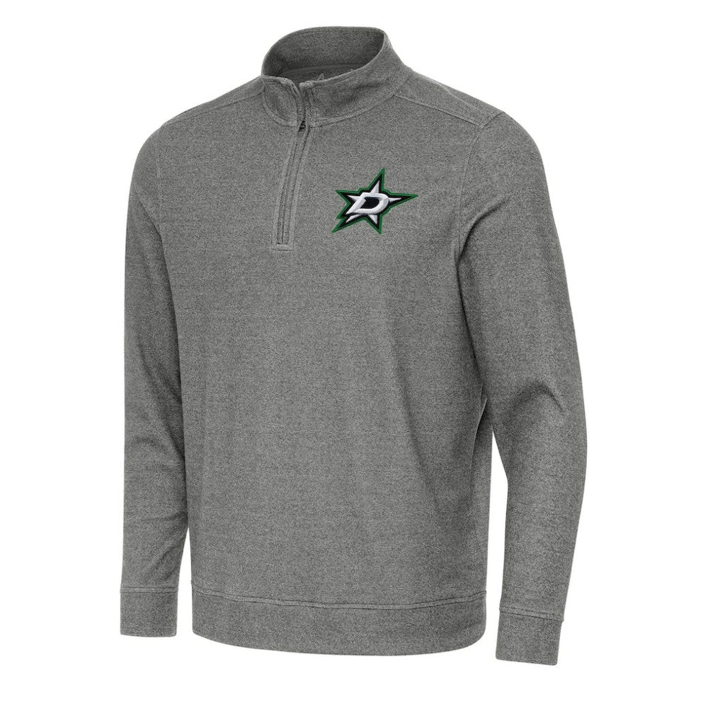 Dallas Stars Antigua Subtle Quarter-Zip Sweatshirt - Heather Black Sweatshirts