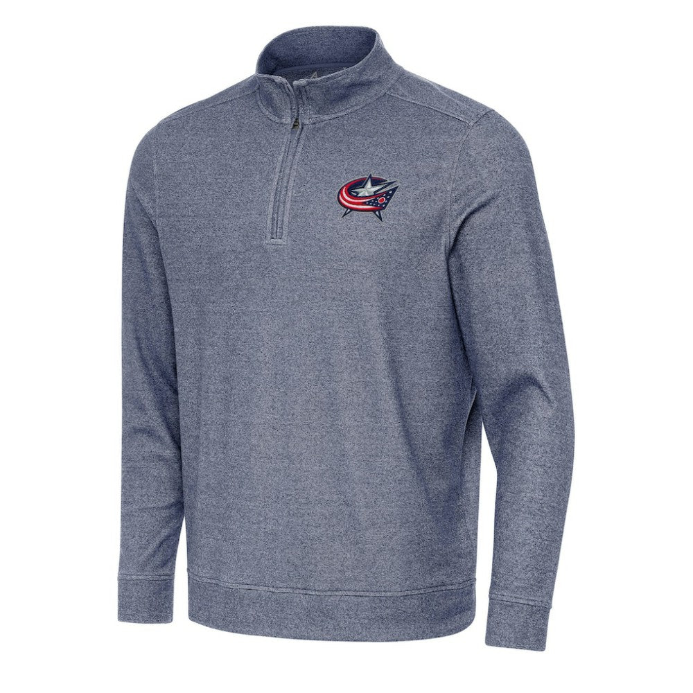 Columbus Blue Jackets Antigua Subtle Quarter-Zip Sweatshirt - Heather Navy Sweatshirts