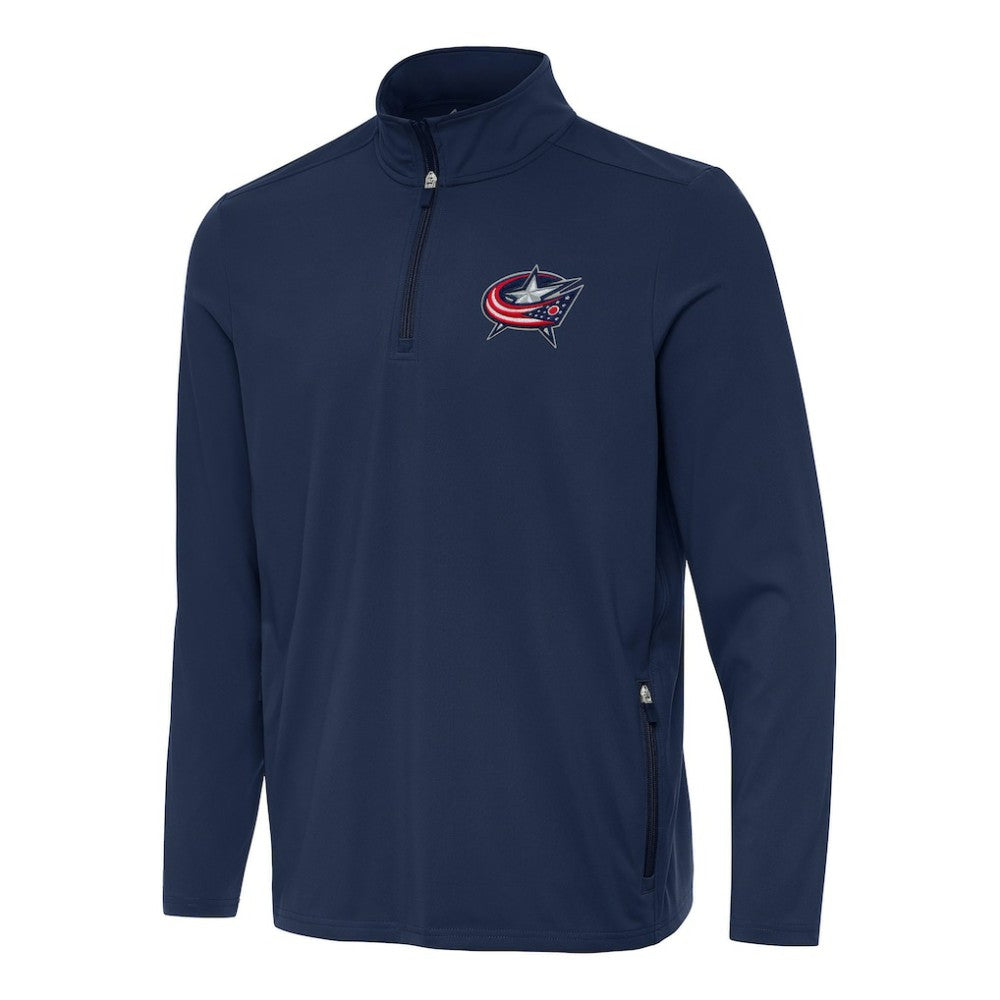 Columbus Blue Jackets Antigua Perilous Quarter-Zip Sweatshirt - Navy Sweatshirts