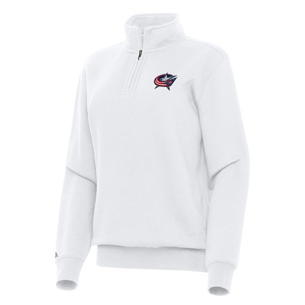 Columbus Blue Jackets Antigua Women's Victory Quarter-Zip Sweatshirt - White Sweatshirts