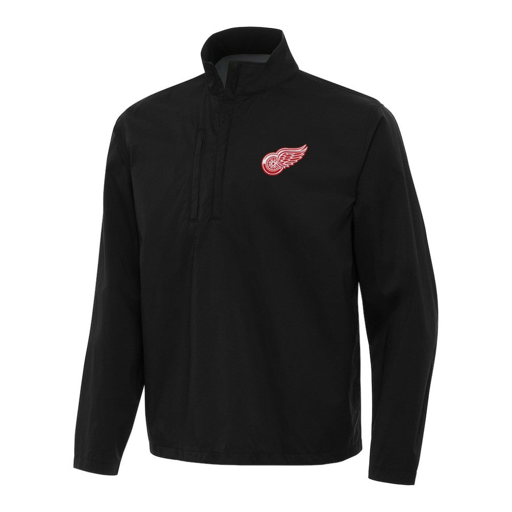 Detroit Red Wings Antigua Brisk Quarter-Zip Windbreaker - Black