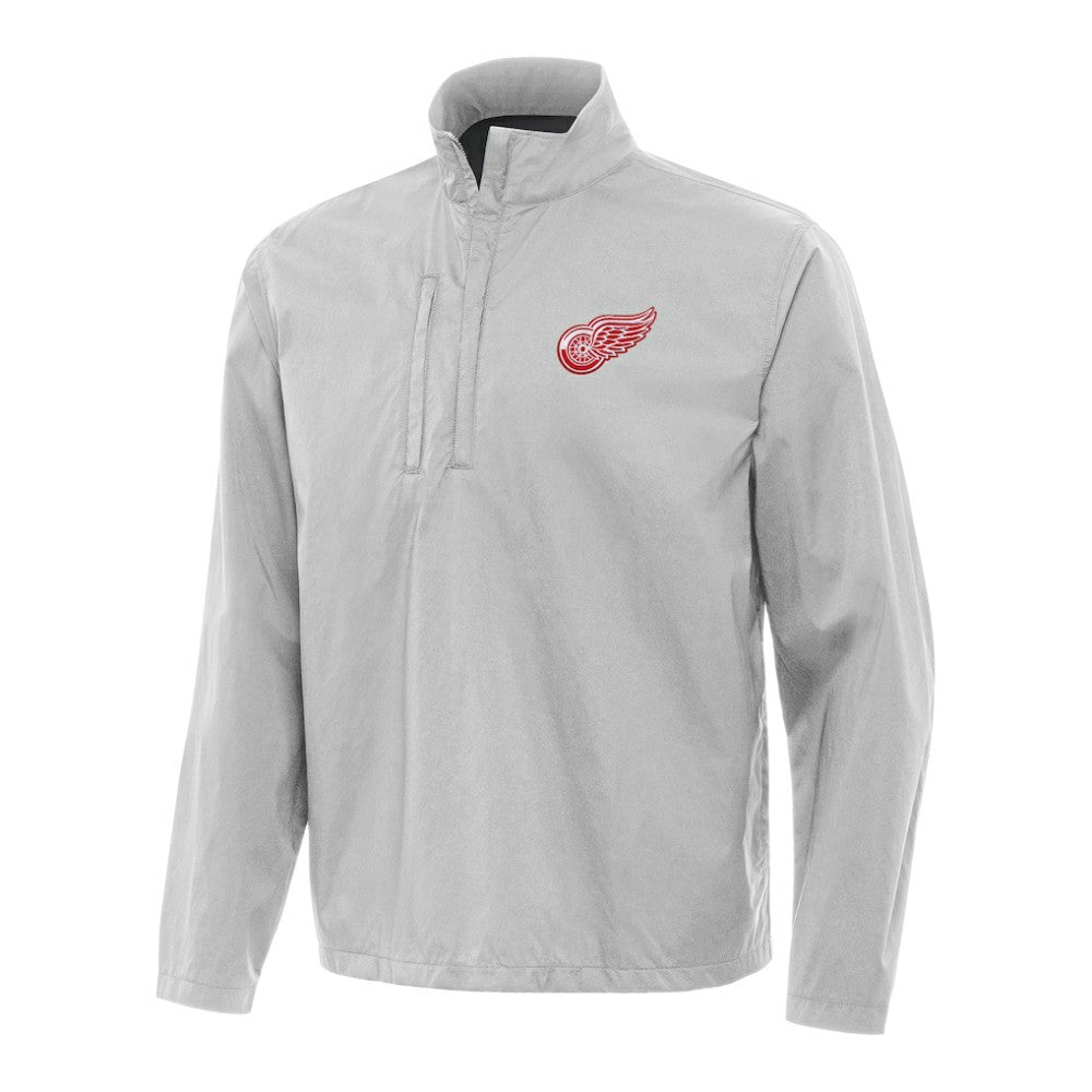 Detroit Red Wings Antigua Brisk Quarter-Zip Windbreaker - Heather Gray