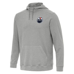 Edmonton Oilers Antigua Cloud Pullover Hoodie - Heather Gray Hoodies