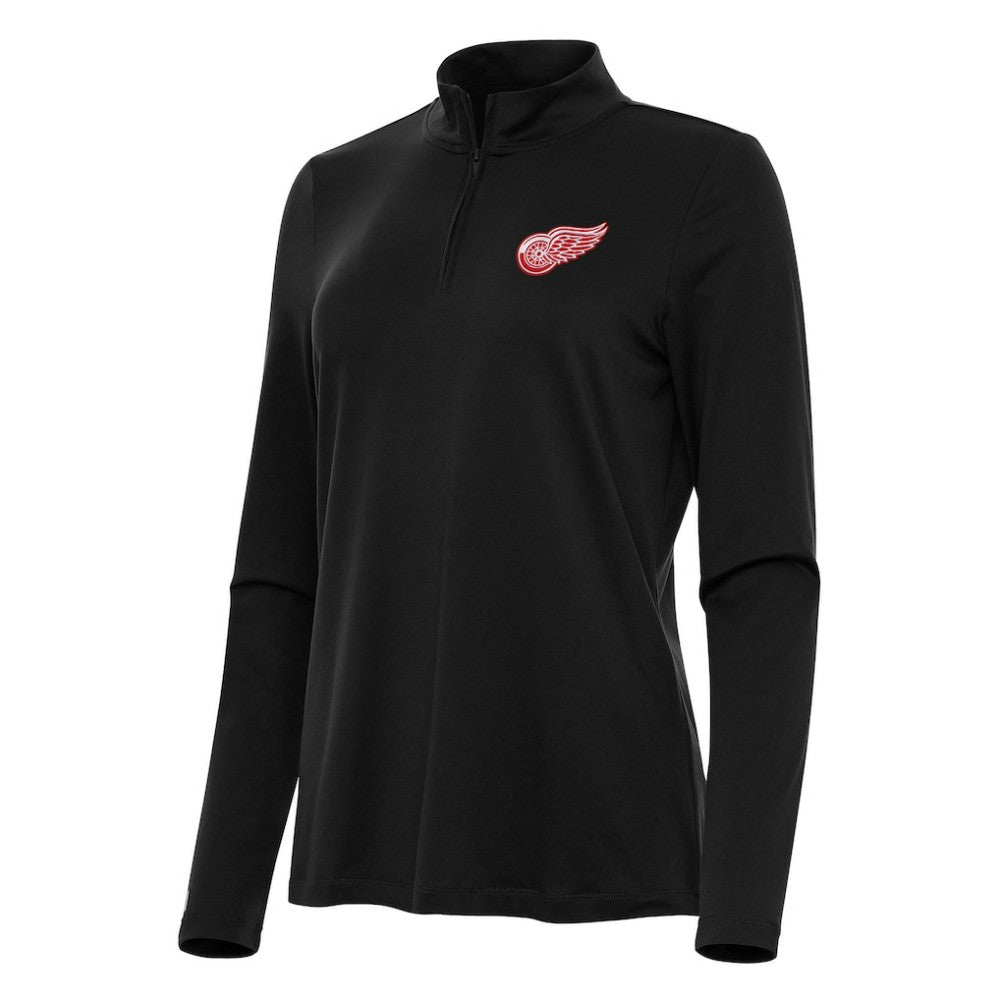 Detroit Red Wings Antigua Women's Reprocess Quarter-Zip Top - Black Tops