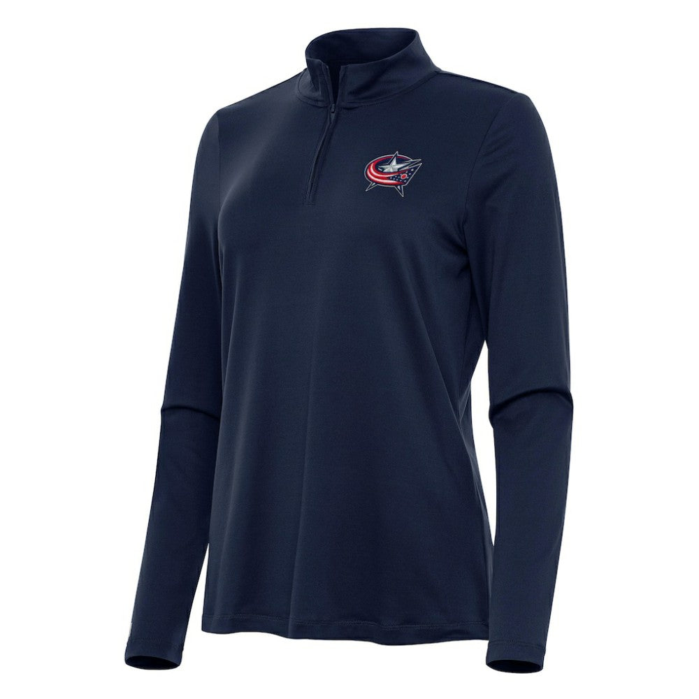 Columbus Blue Jackets Antigua Women's Reprocess Quarter-Zip Top - Navy Jackets