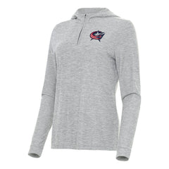 Columbus Blue Jackets Antigua Women's Daybreak Quarter-Zip Hoodie - Heather Gray Hoodies