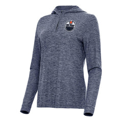 Edmonton Oilers Antigua Women's Daybreak Quarter-Zip Hoodie - Heather Navy Hoodies