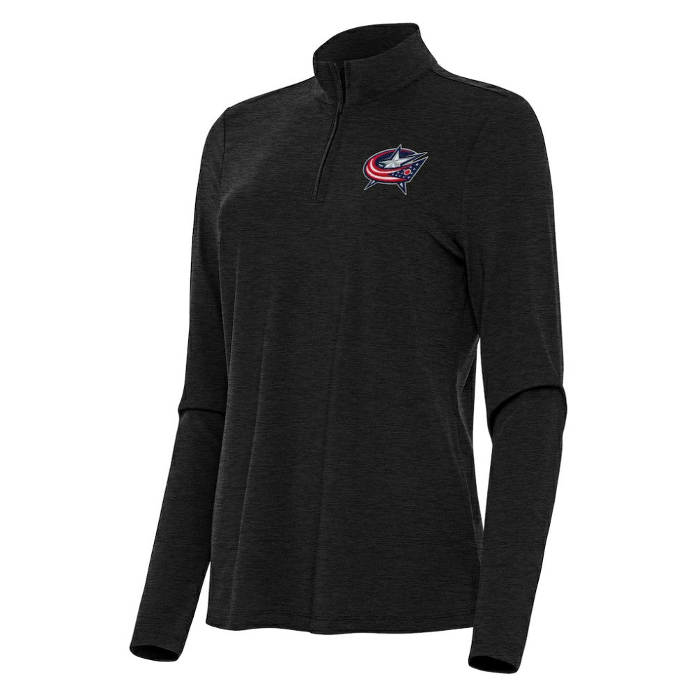 Columbus Blue Jackets Antigua Women's Bright Quarter-Zip Top - Heather Black Jackets