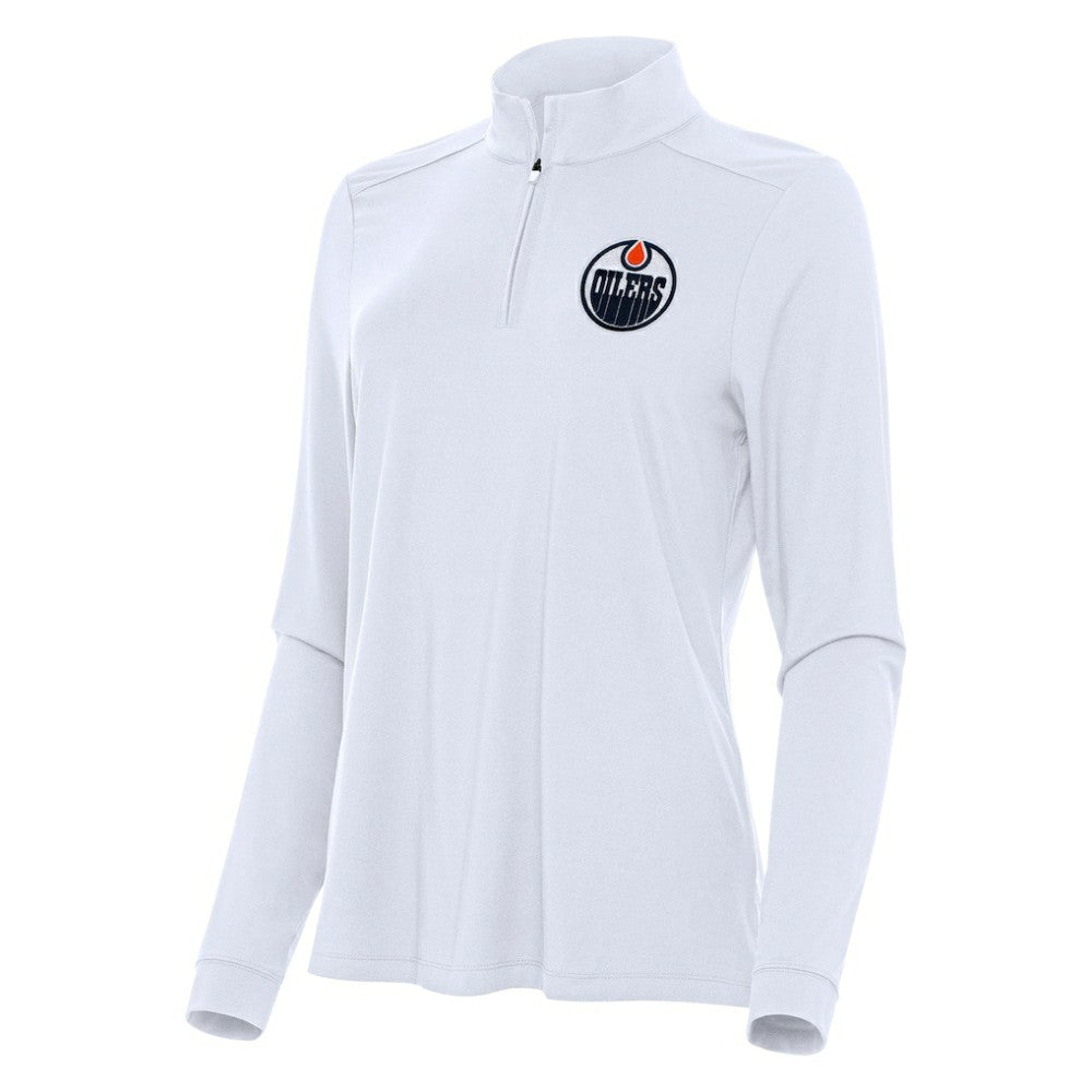 Edmonton Oilers Antigua Women's Intent Quarter-Zip Top - White Tops