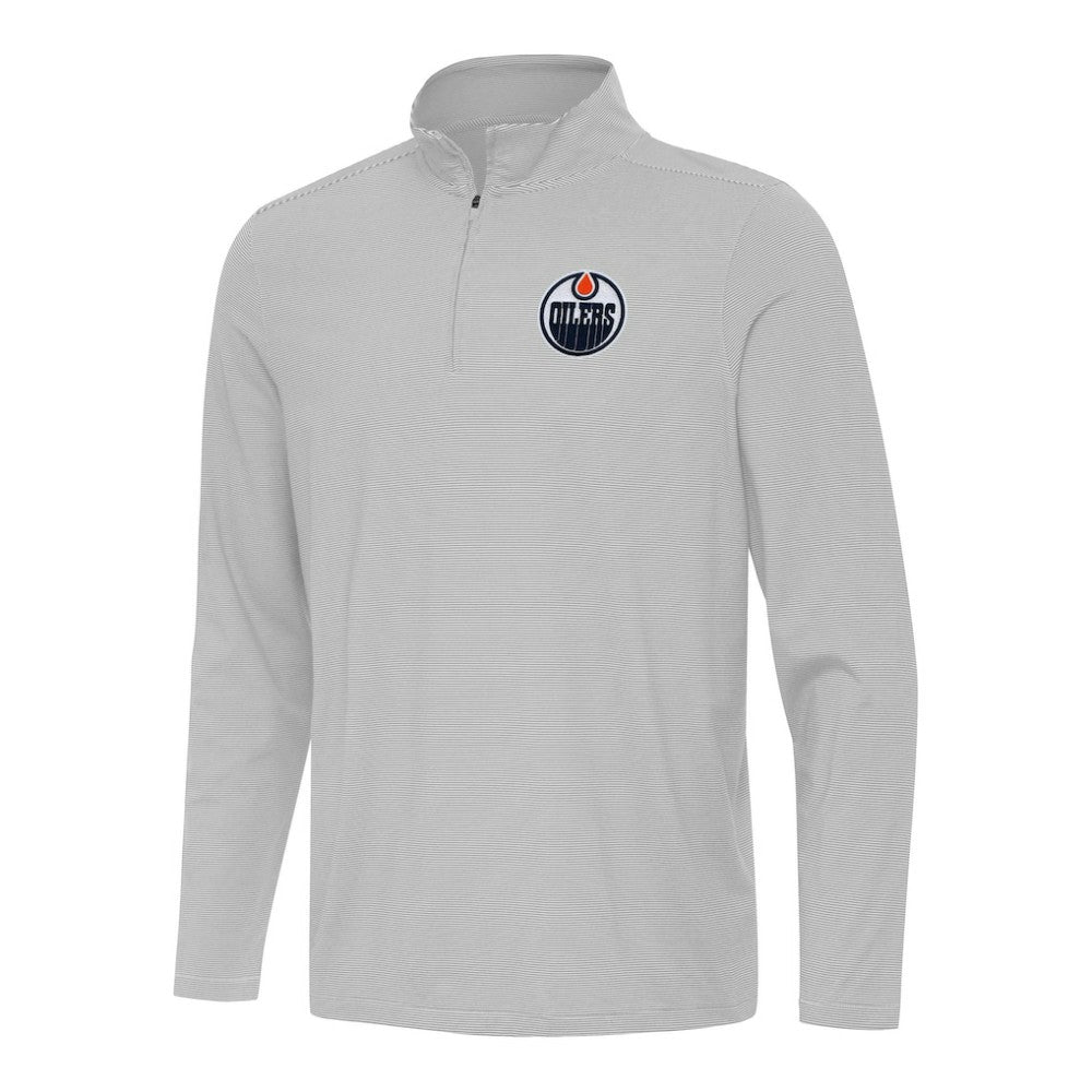 Edmonton Oilers Antigua Twine Quarter-Zip Top - Gray Tops