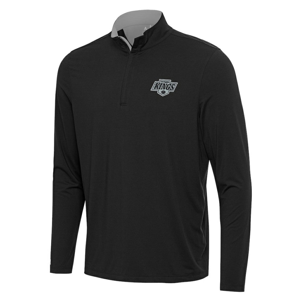Los Angeles Kings Antigua Content Quarter-Zip Pullover Top - Black/Gray Pullover