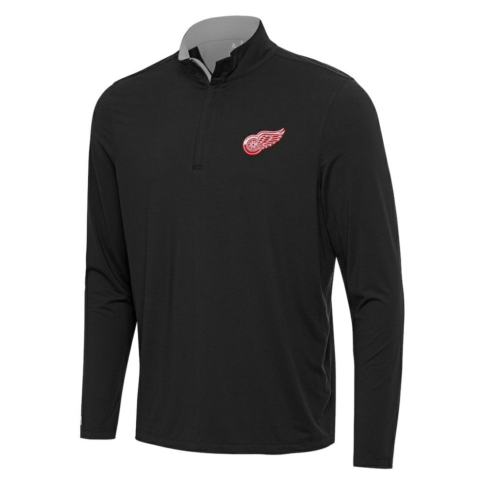Detroit Red Wings Antigua Content Quarter-Zip Pullover Top - Black/Gray Pullover