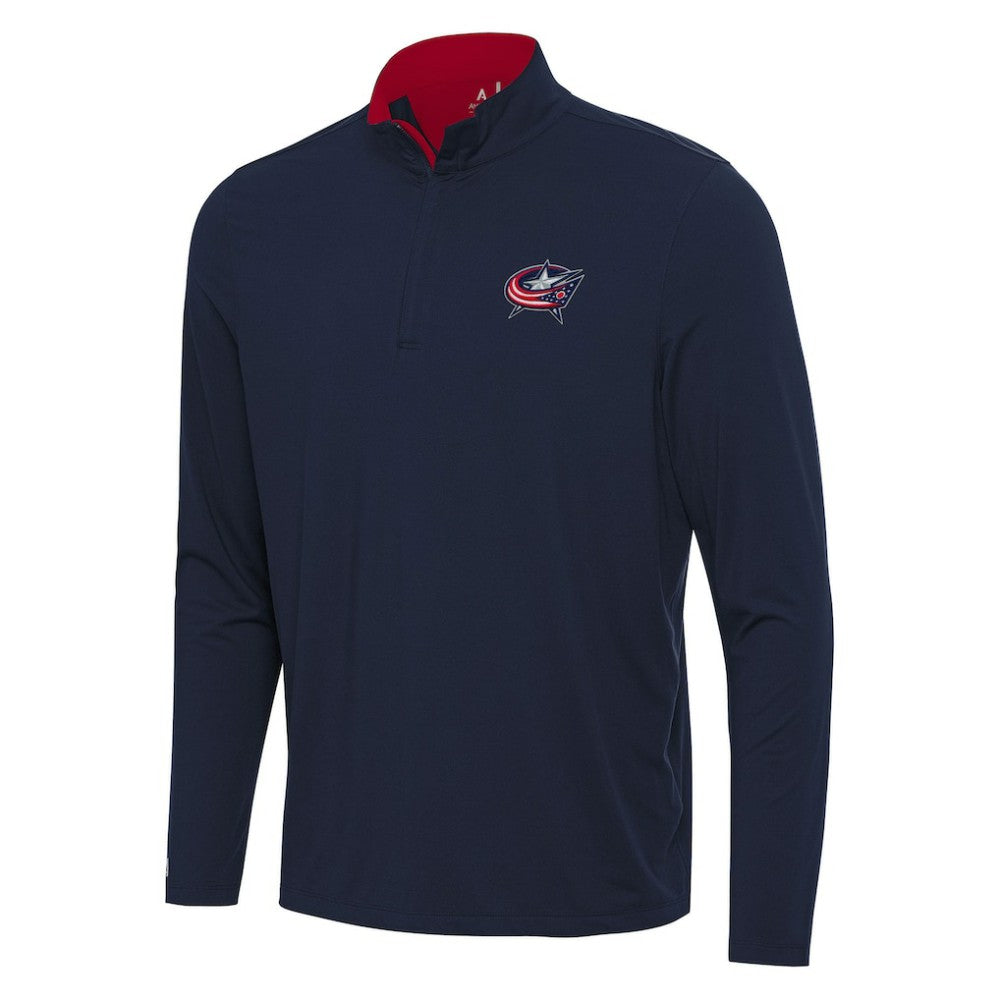 Columbus Blue Jackets Antigua Content Quarter-Zip Pullover Top - Navy/Red Pullover