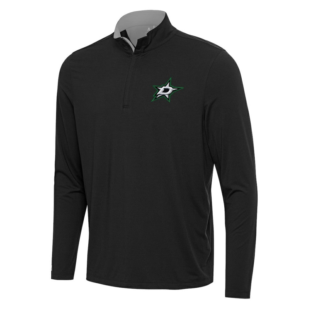 Dallas Stars Antigua Content Quarter-Zip Pullover Top - Black/Gray Pullover