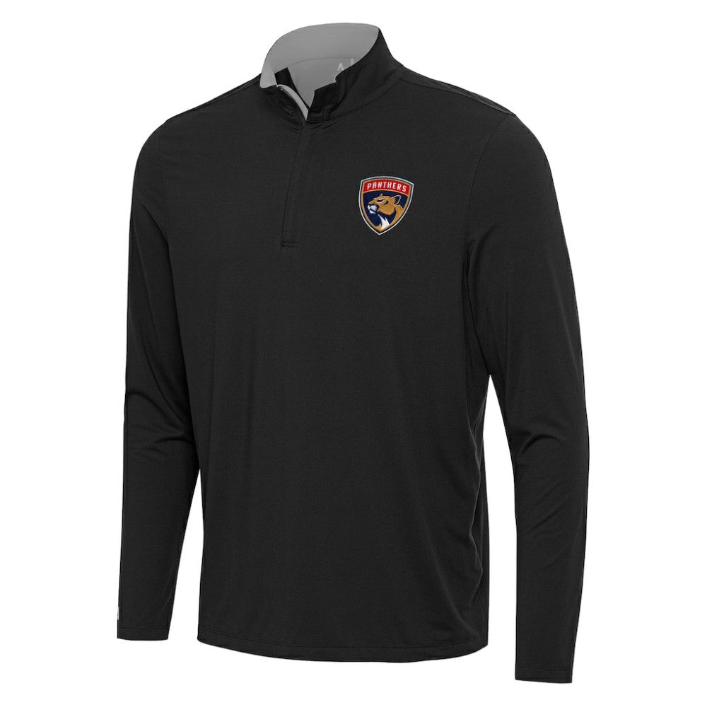 Florida Panthers Antigua Content Quarter-Zip Pullover Top - Black/Gray Pullover