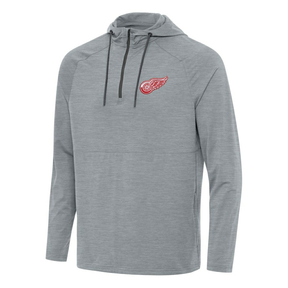 Detroit Red Wings Antigua Spikes Quarter-Zip Hoodie - Heather Gray Hoodies