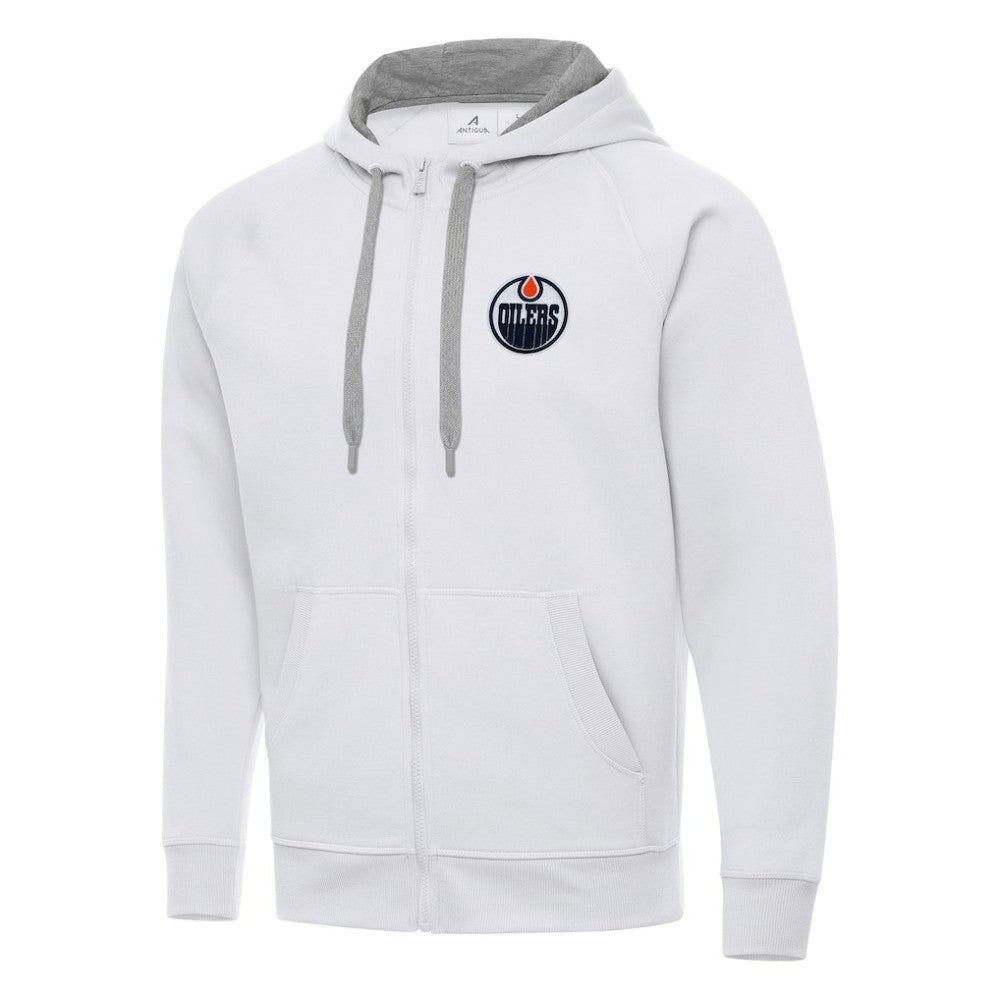 Edmonton Oilers Antigua Big & Tall Victory Full-Zip Hoodie - White Hoodies