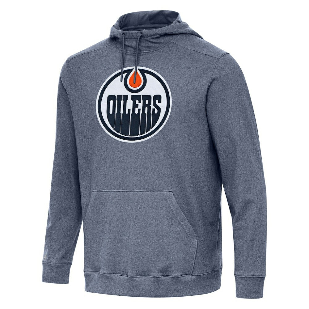 Edmonton Oilers Antigua Cloud Pullover Hoodie - Heather Navy Hoodies