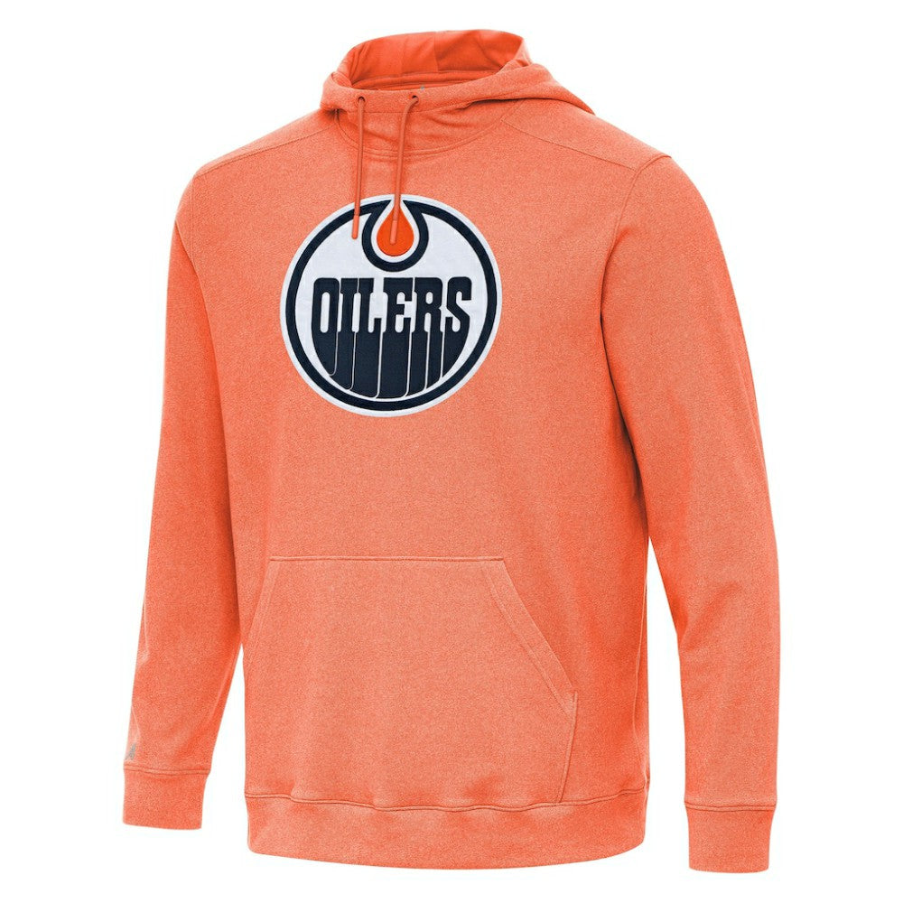 Edmonton Oilers Antigua Cloud Pullover Hoodie - Heather Orange Hoodies