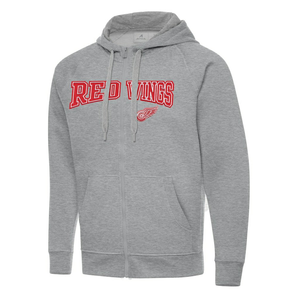 Detroit Red Wings Antigua Big & Tall Victory Full-Zip Hoodie - Heather Gray Hoodies