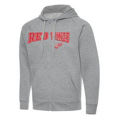 Detroit Red Wings Antigua Big & Tall Victory Full-Zip Hoodie - Heather Gray Hoodies