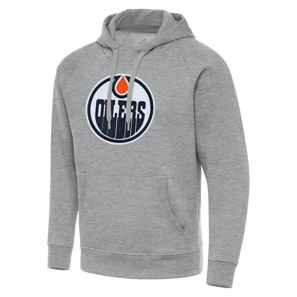 Edmonton Oilers Antigua Big & Tall Victory Pullover Hoodie - Heather Gray Hoodies