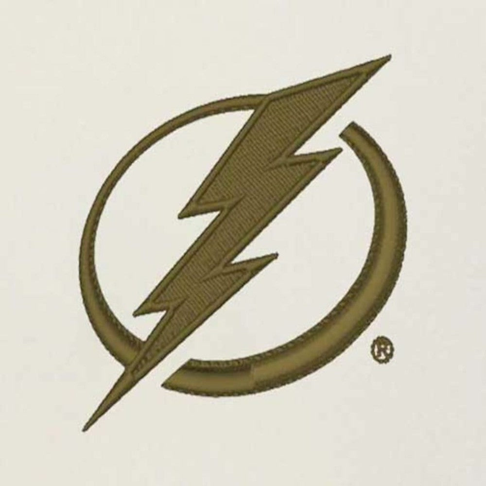 Tampa Bay Lightning Antigua Intrepid Sand Raglan Long Sleeve Hoodie T-Shirt - Cream/Olive T-shirts