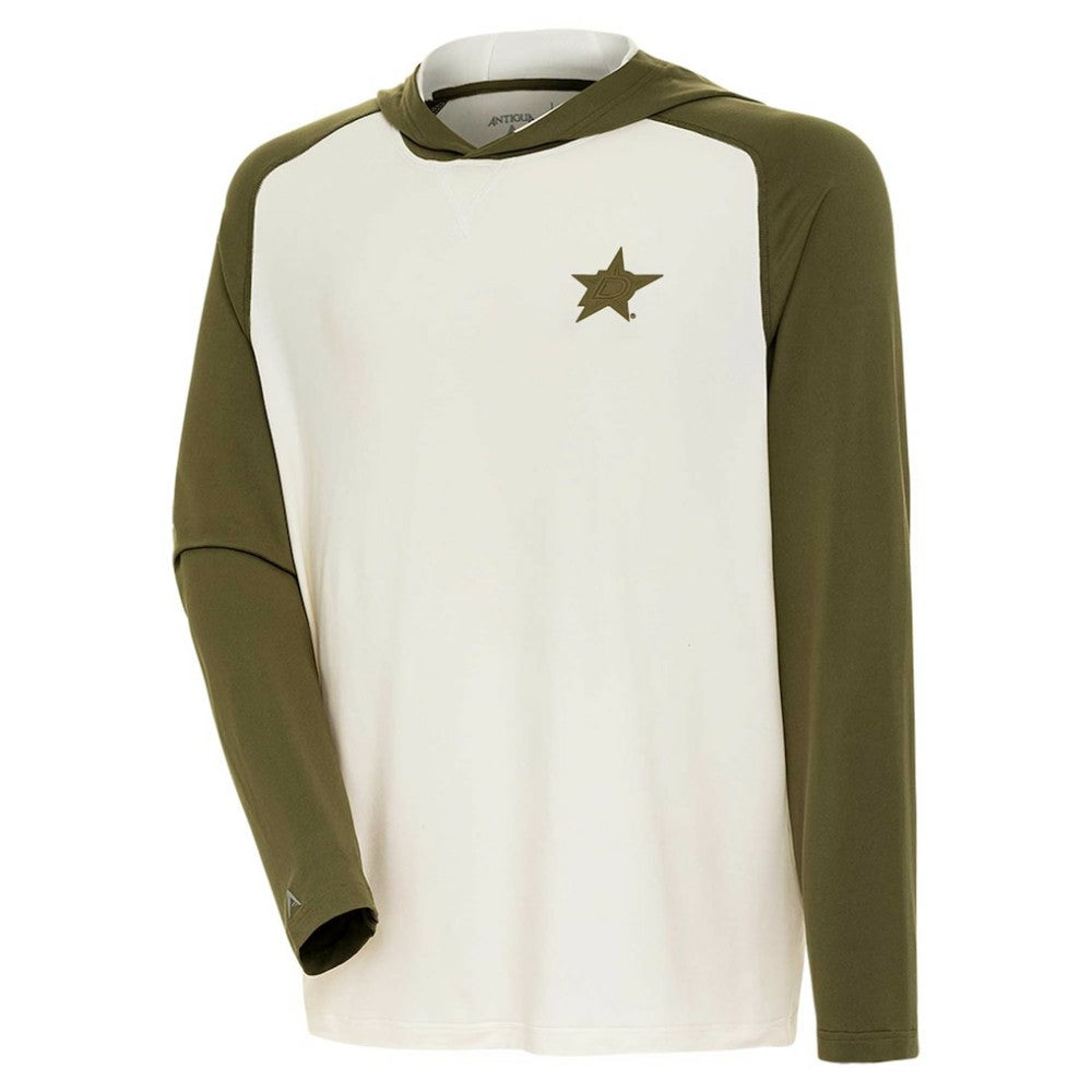Dallas Stars Antigua Intrepid Sand Raglan Long Sleeve Hoodie T-Shirt - Cream/Olive T-shirts