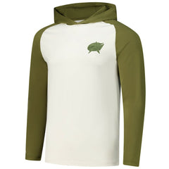 Columbus Blue Jackets Antigua Intrepid Sand Raglan Long Sleeve Hoodie T-Shirt - Cream/Olive T-shirts