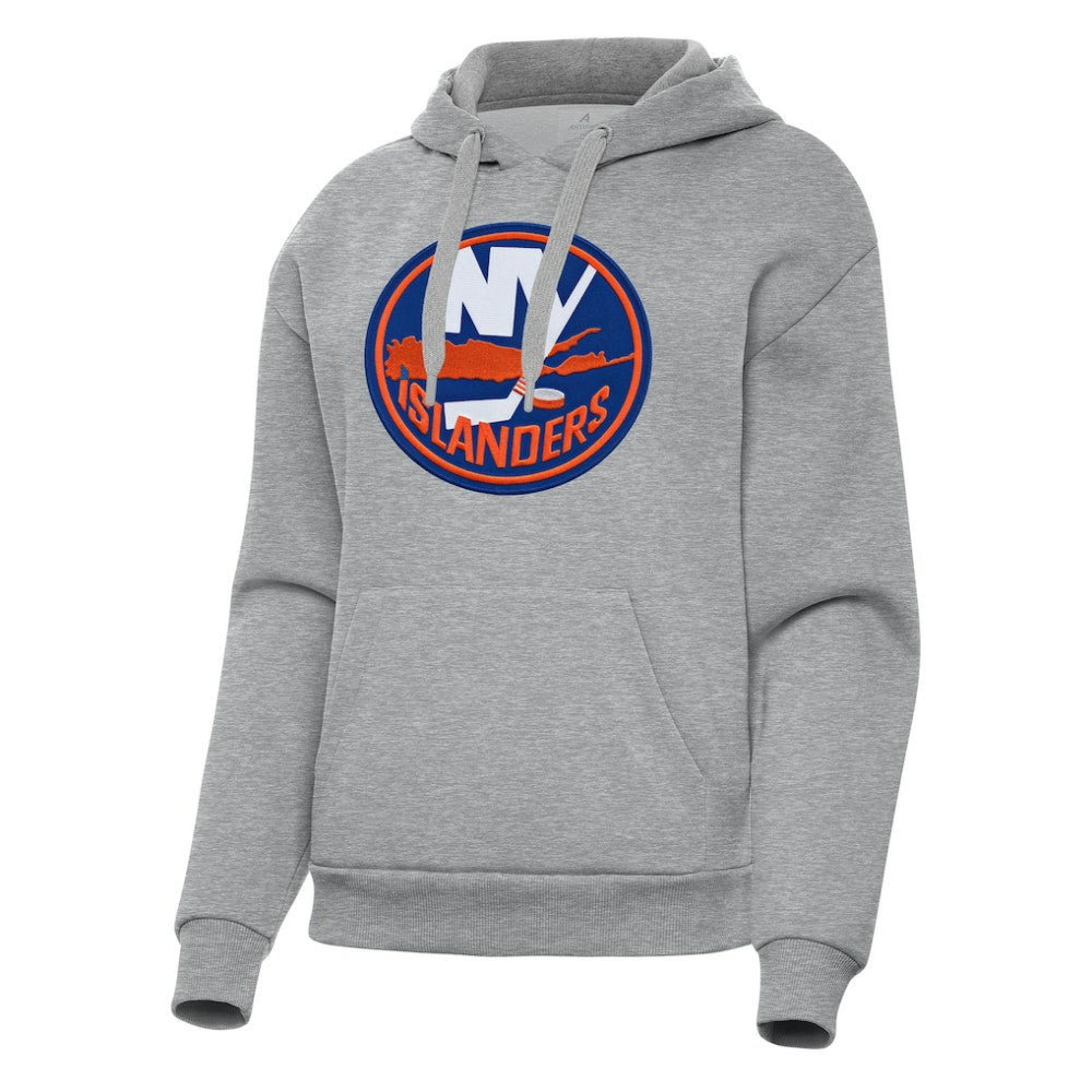 New York Islanders Antigua Women's Victory Pullover Hoodie - Heather Gray Hoodies
