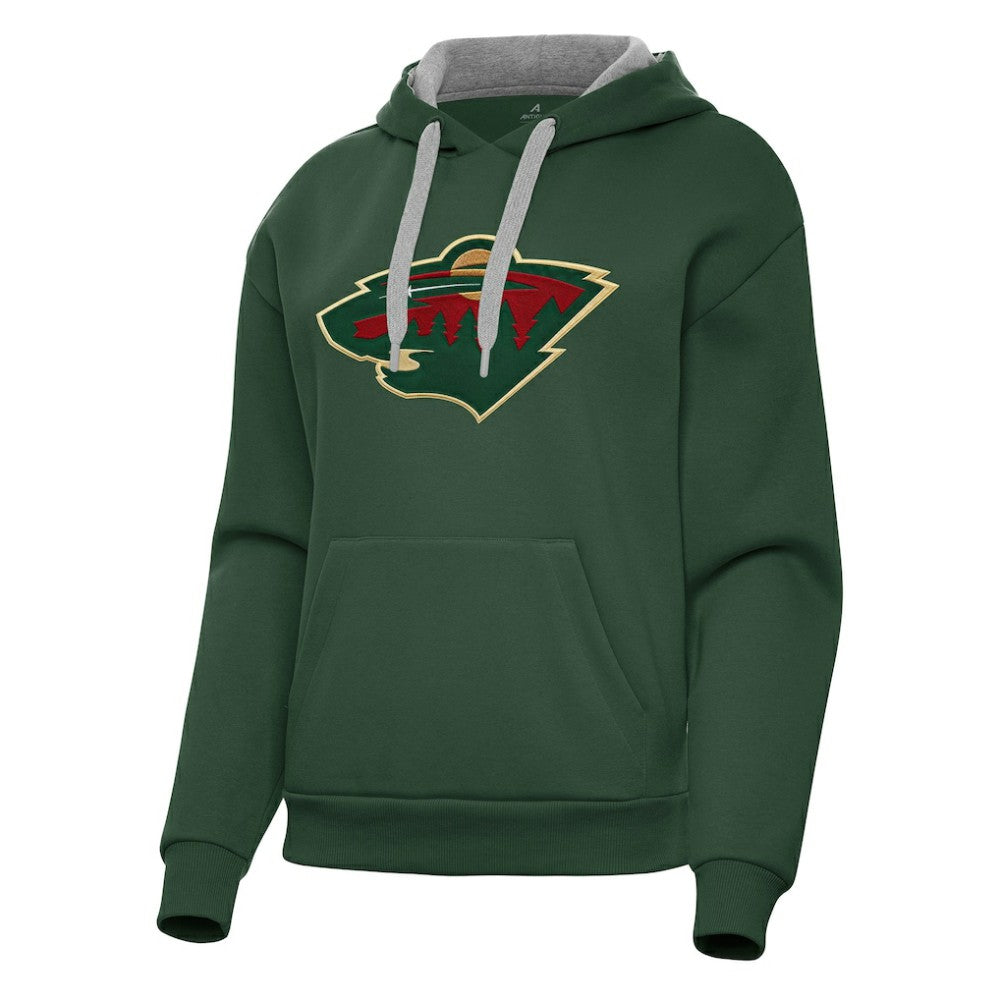 Minnesota Wild Antigua Women's Victory Pullover Hoodie - Hunter Green Hoodies