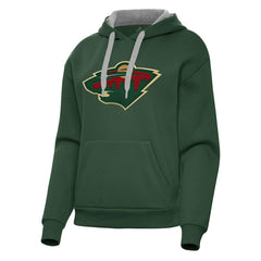 Minnesota Wild Antigua Women's Victory Pullover Hoodie - Hunter Green Hoodies