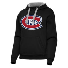 Montreal Canadiens Antigua Women's Victory Pullover Hoodie - Black Hoodies